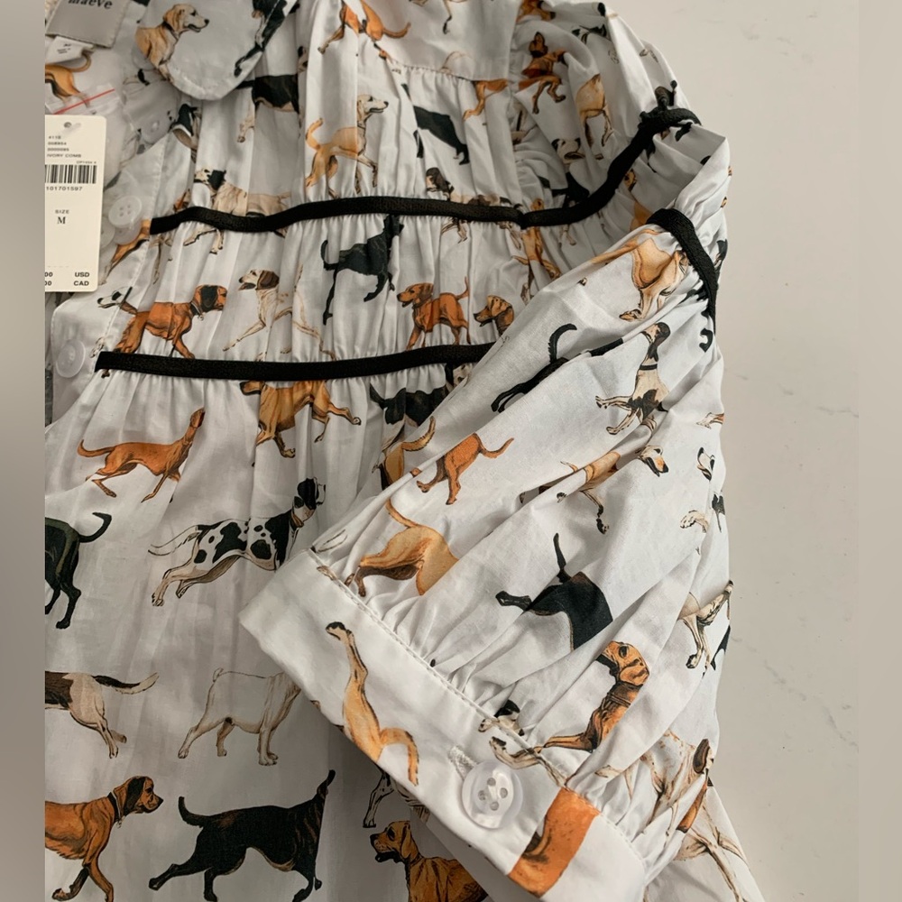 Anthropologie, Maeve Dog Print Blouse, M - Picture 5 of 7
